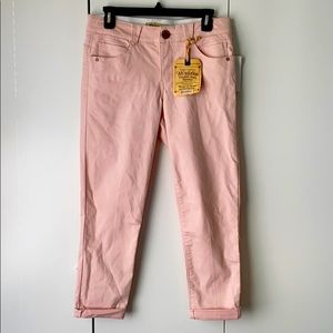 Pale Pink Denim Capri Pants